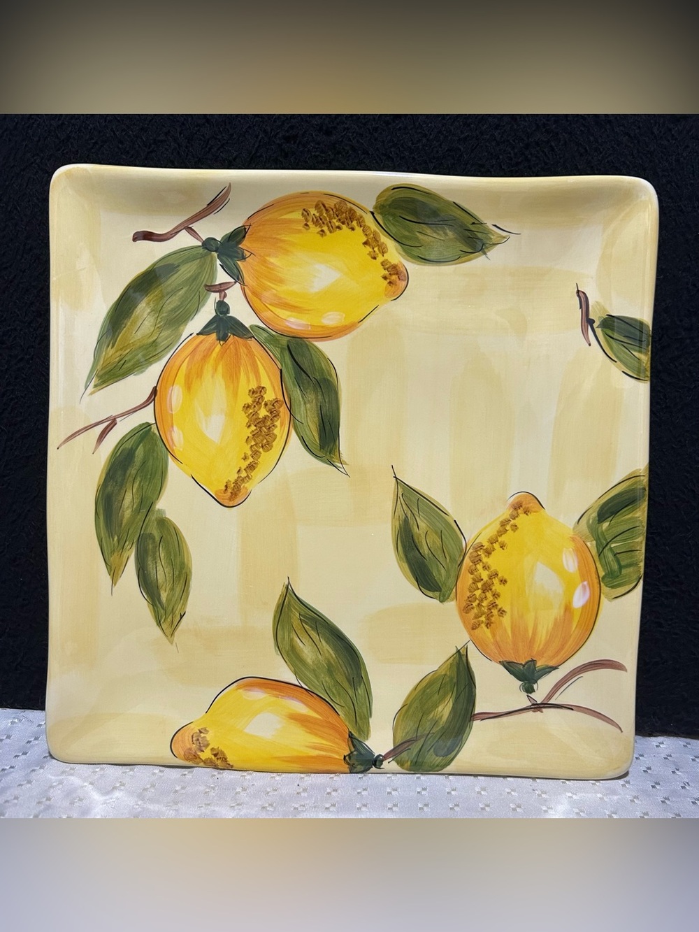 Pier 1 Square Dinner Plate Lemon Orchard 11" EUC